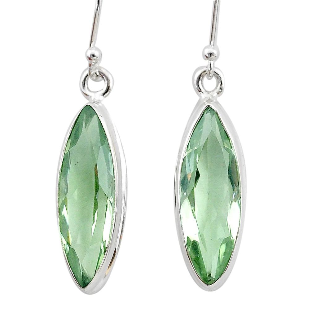12.67cts natural green amethyst 925 sterling silver dangle earrings t23771