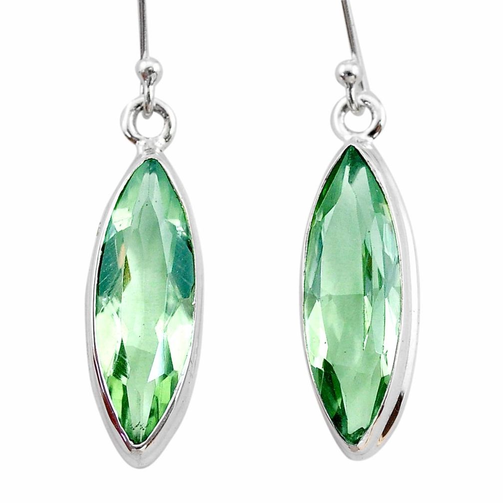 12.14cts natural green amethyst 925 sterling silver dangle earrings t23780