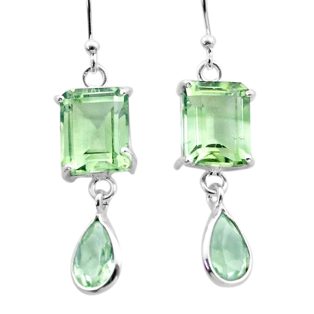 10.33cts natural green amethyst 925 sterling silver dangle earrings t74677