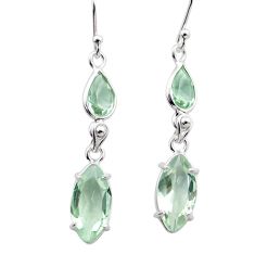 9.77cts natural green amethyst 925 sterling silver dangle earrings t74718
