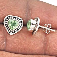 2.46cts natural green amethyst 925 sterling silver stud earrings jewelry t87234
