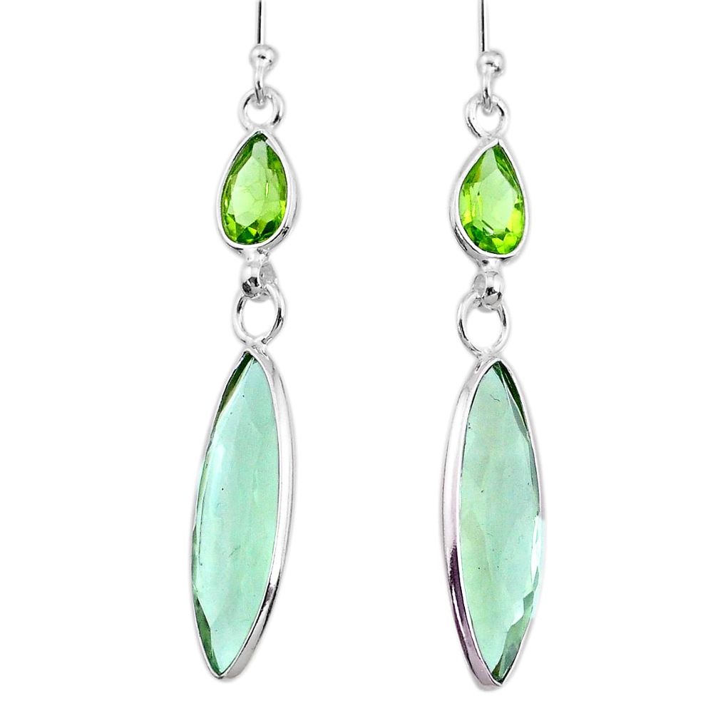 12.99cts natural green amethyst peridot 925 silver dangle earrings r73268