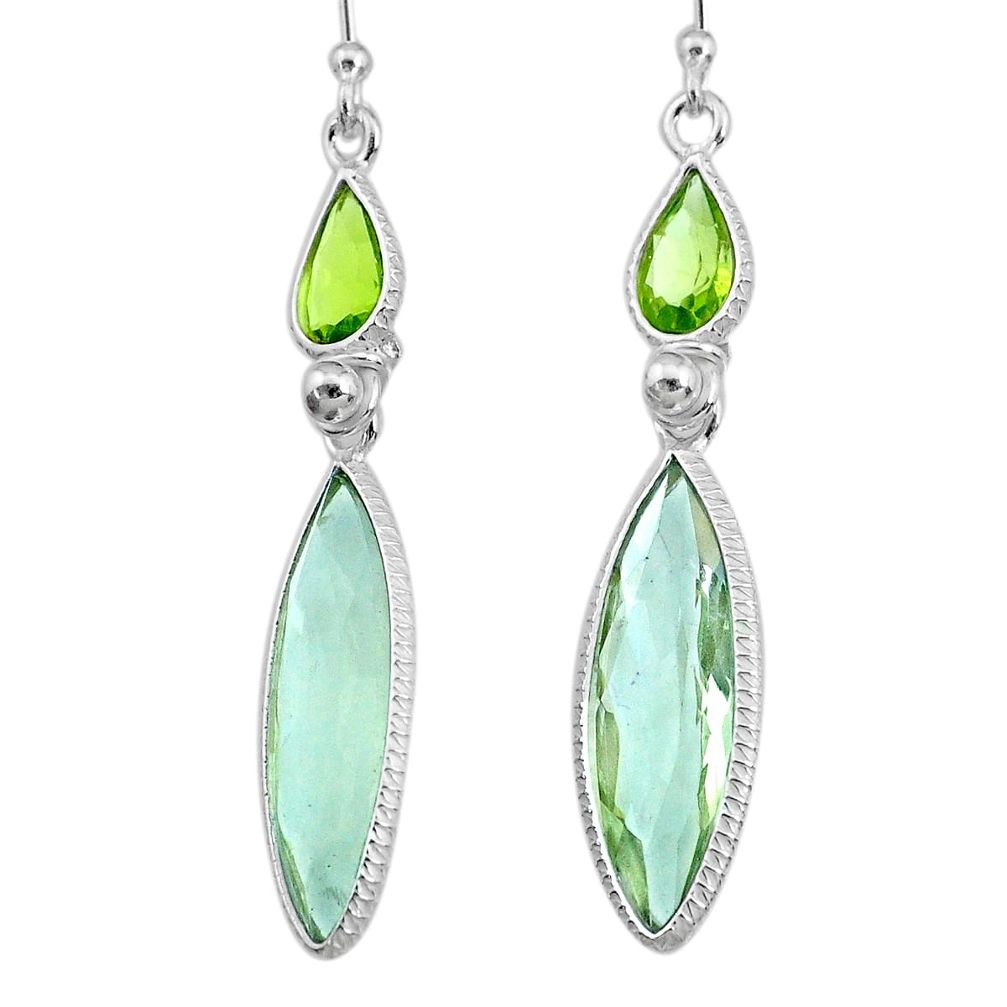 12.93cts natural green amethyst peridot 925 silver dangle earrings r73283