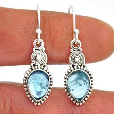 4.40cts natural green aquamarine pear 925 sterling silver dangle earrings n19289
