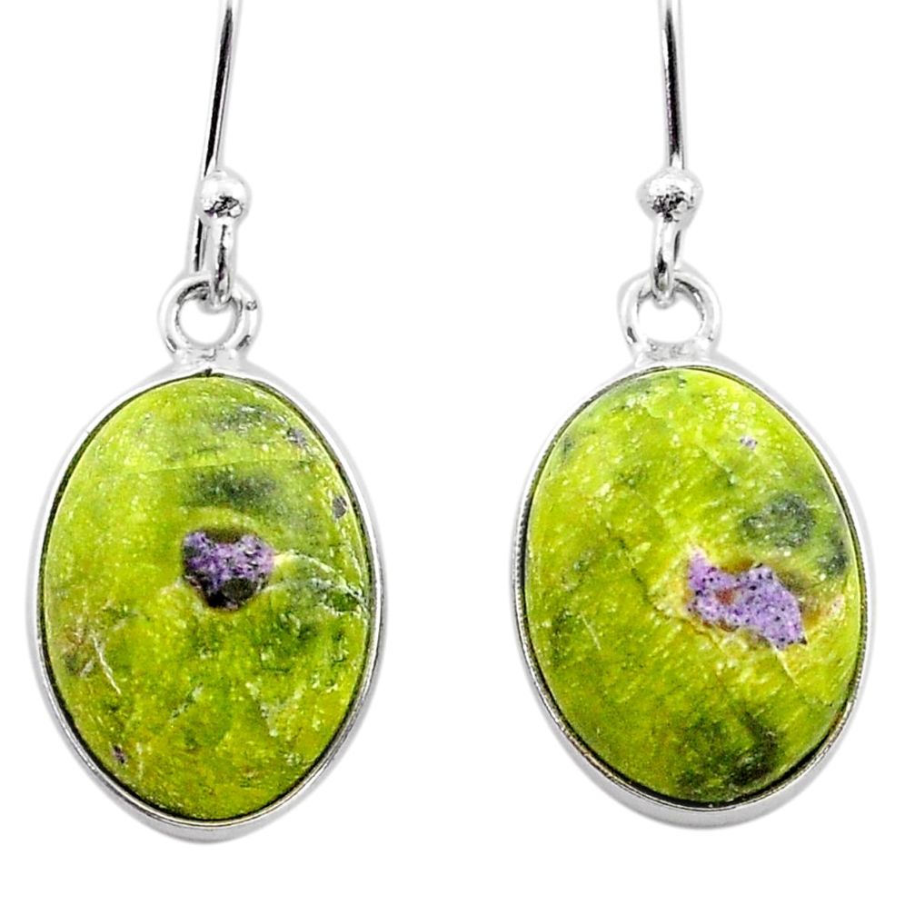 9.40cts natural green atlantisite stichtite-serpentine silver earrings t45307