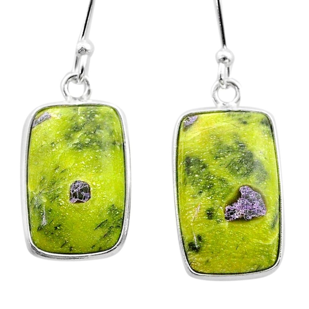 11.14cts natural green atlantisite stichtite-serpentine silver earrings t45309