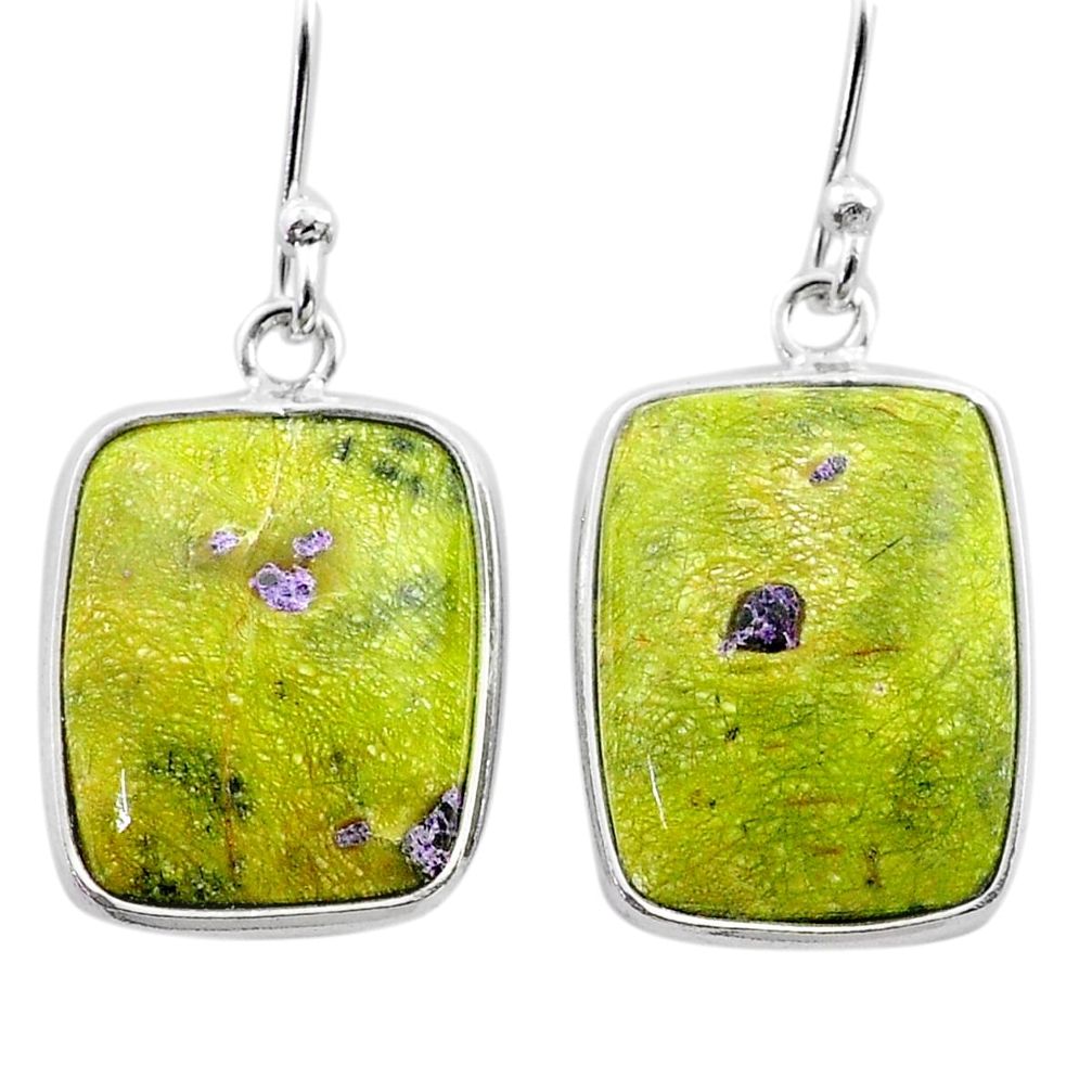 11.22cts natural green atlantisite stichtite-serpentine silver earrings t45317