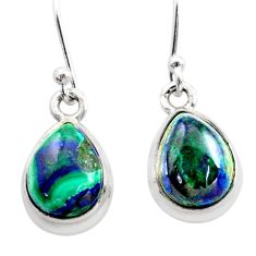 8.26cts natural green azurite malachite 925 silver dangle earrings t76333