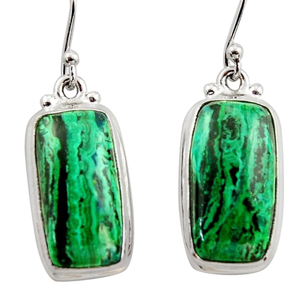 16.43cts natural green azurite malachite 925 sterling silver earrings r34776