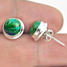 6.70cts natural green azurite malachite 925 sterling silver stud earrings t52451