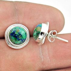 5.72cts natural green azurite malachite 925 sterling silver stud earrings t52472