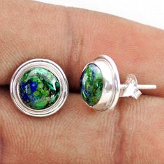 5.92cts natural green azurite malachite 925 sterling silver stud earrings t76339