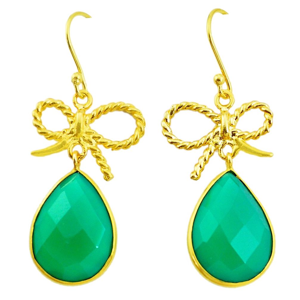  green chalcedony 925 silver sterling dangle earrings p23945
