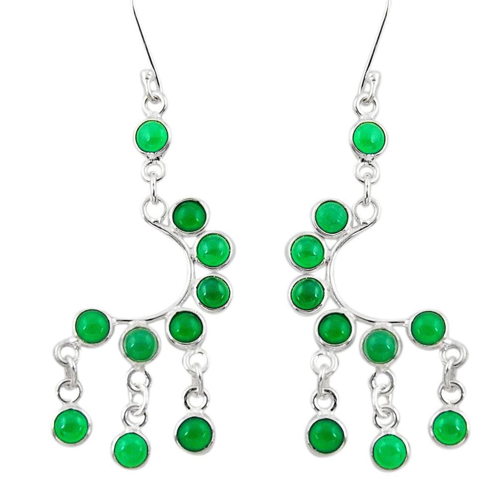 10.78cts natural green chalcedony 925 sterling silver chandelier earrings d39801