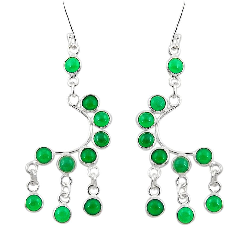 10.78cts natural green chalcedony 925 sterling silver chandelier earrings d39802