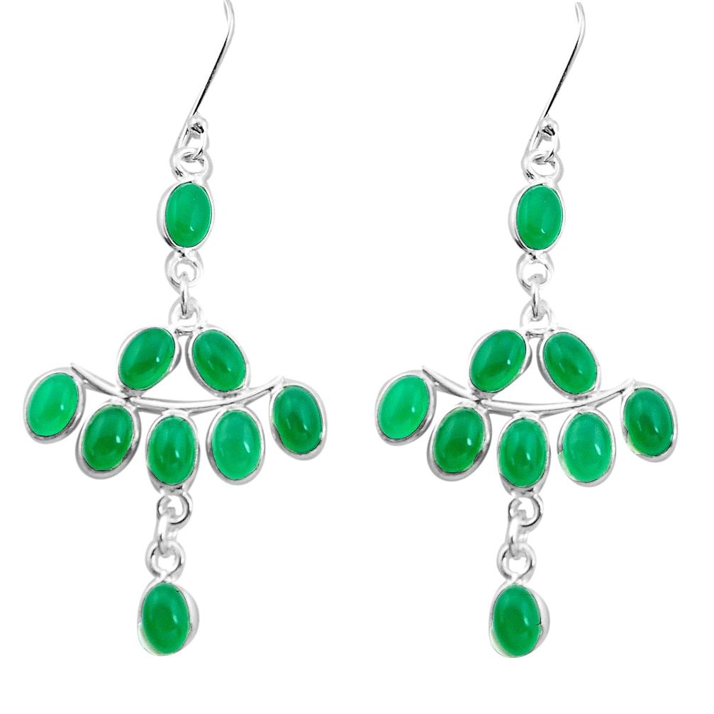 15.89cts natural green chalcedony 925 sterling silver chandelier earrings p48990