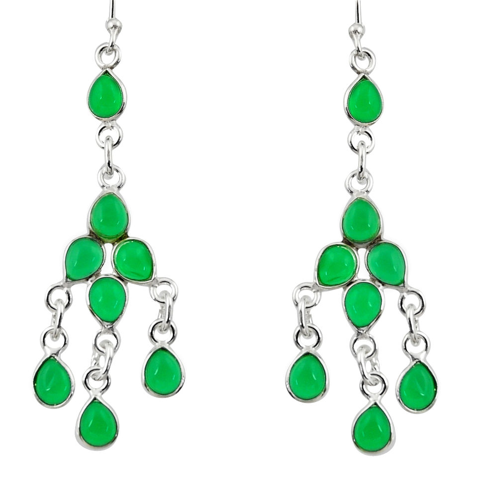 12.58cts natural green chalcedony 925 sterling silver chandelier earrings r33446