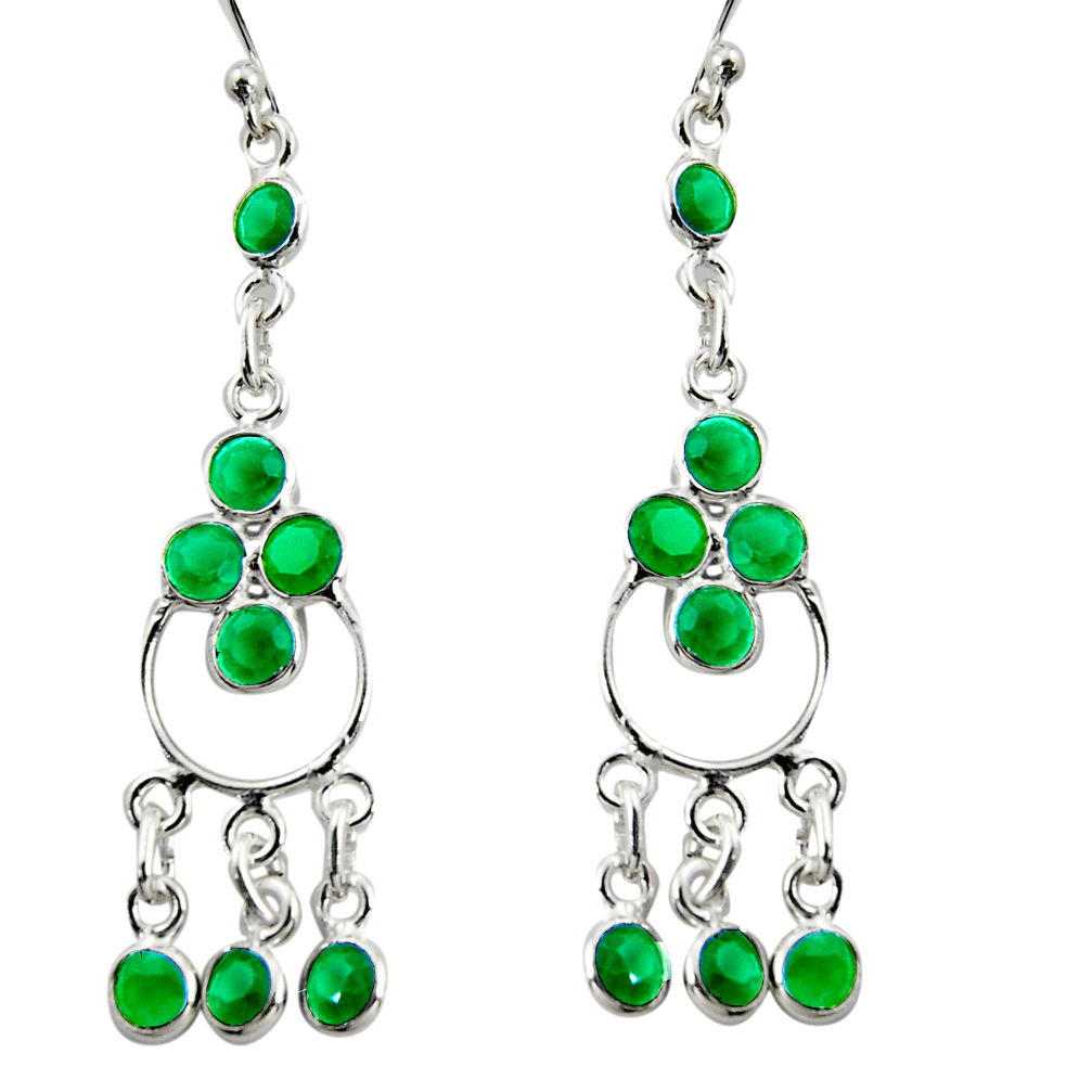 8.13cts natural green chalcedony 925 sterling silver chandelier earrings r35668
