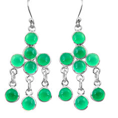 12.22cts natural green chalcedony 925 sterling silver chandelier earrings r37421