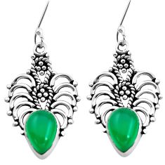 5.87cts natural green chalcedony 925 sterling silver dangle earrings p41301
