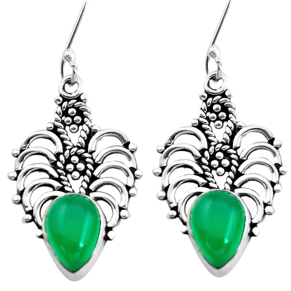 green chalcedony 925 sterling silver dangle earrings p41303