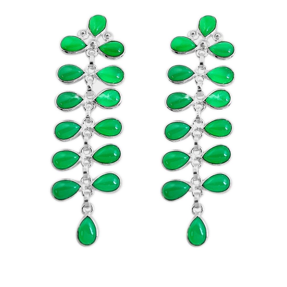  green chalcedony 925 sterling silver dangle earrings p43815