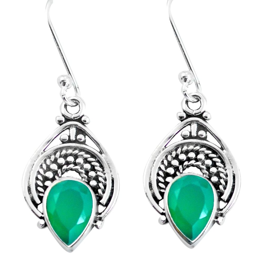 green chalcedony 925 sterling silver dangle earrings p58157