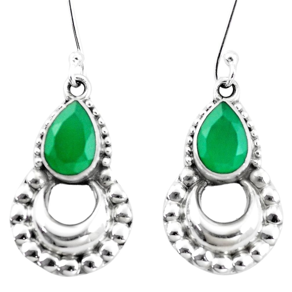 green chalcedony 925 sterling silver dangle earrings p5849
