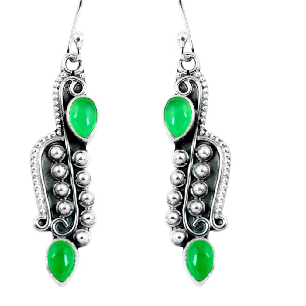 green chalcedony 925 sterling silver dangle earrings p59969