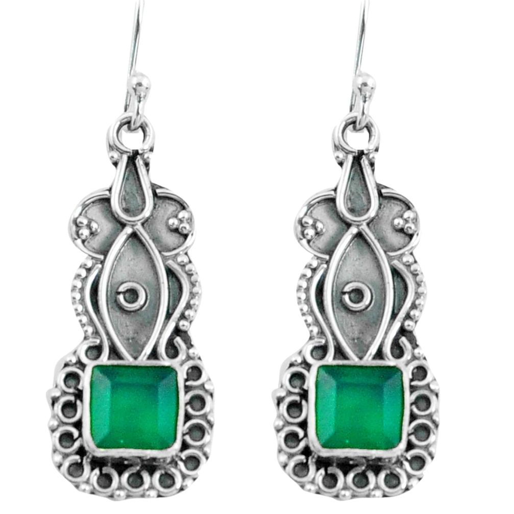 5.84cts natural green chalcedony 925 sterling silver dangle earrings p66560