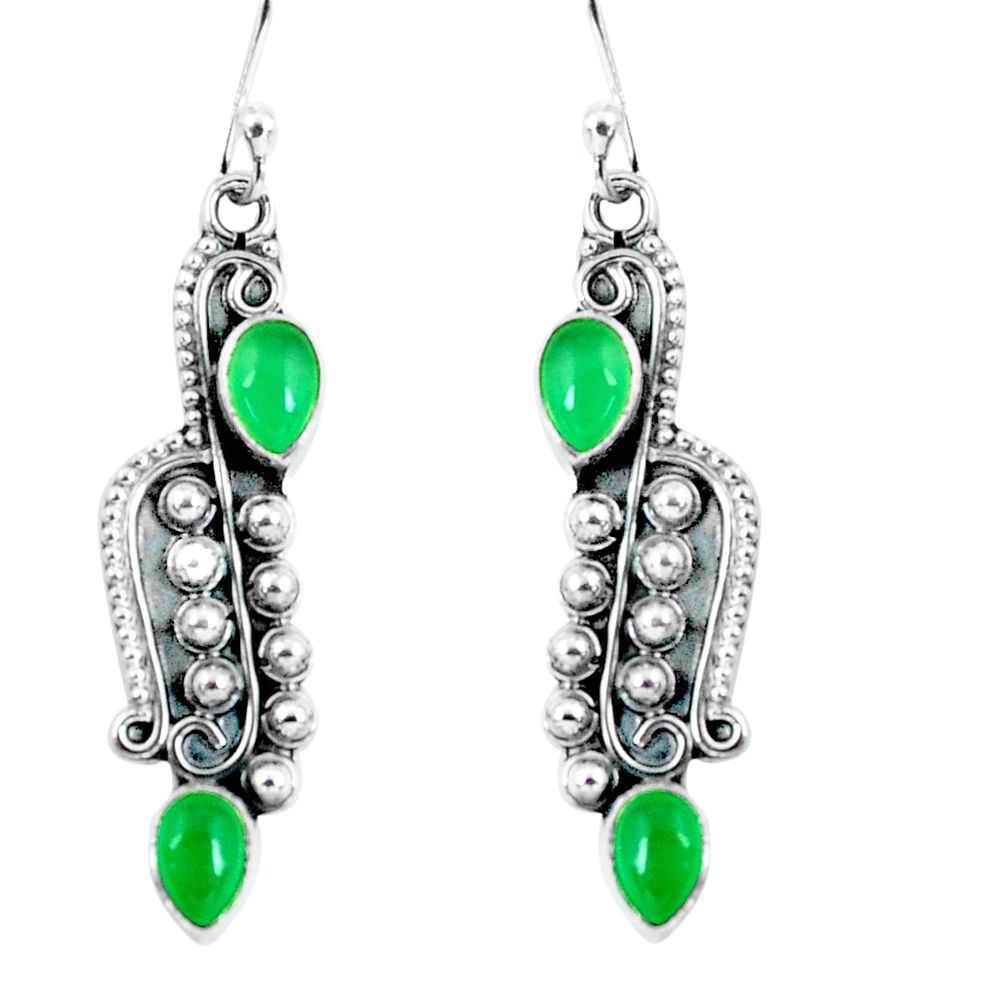 4.50cts natural green chalcedony 925 sterling silver dangle earrings p67995