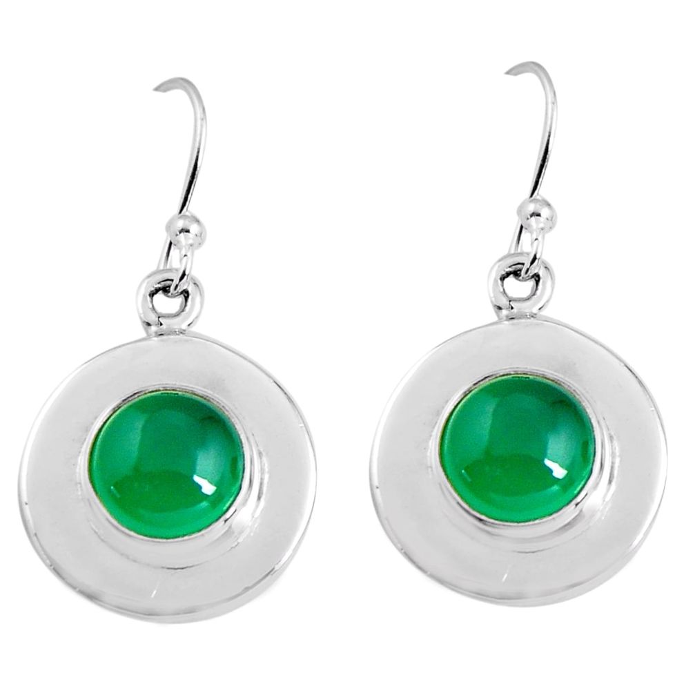 5.51cts natural green chalcedony 925 sterling silver dangle earrings p91471