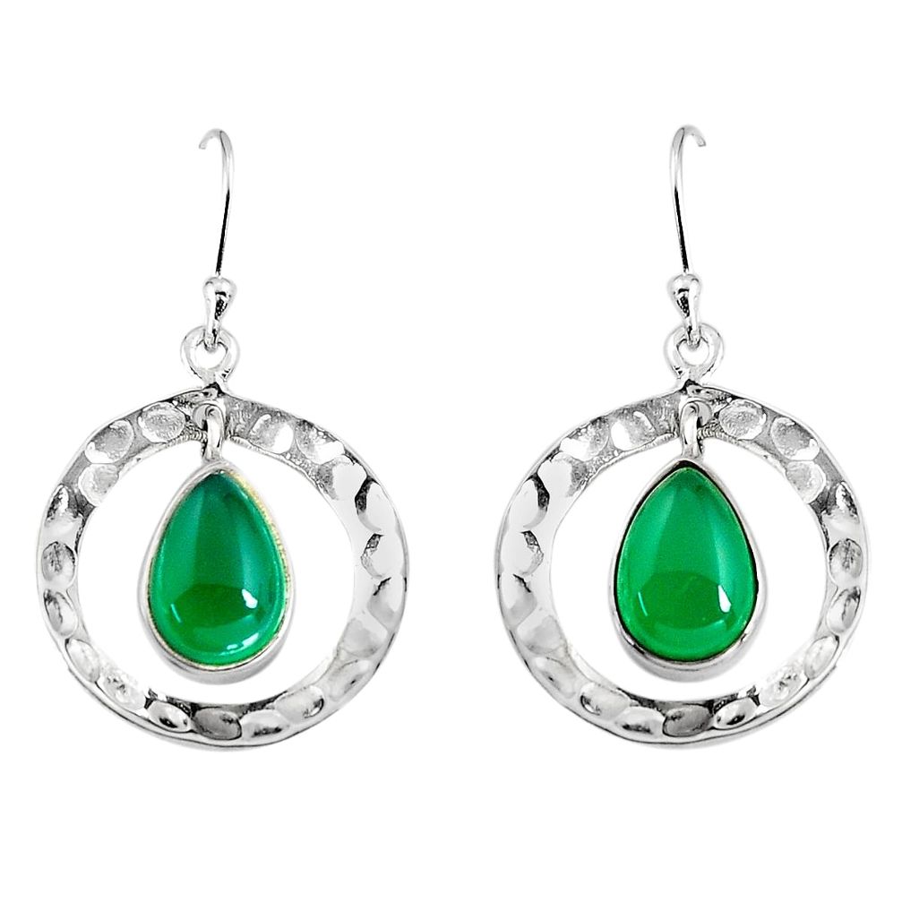 4.73cts natural green chalcedony 925 sterling silver dangle earrings p91503