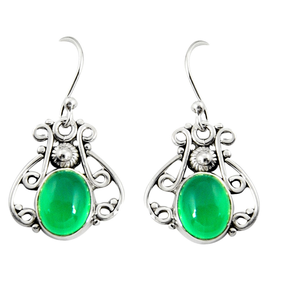 4.69cts natural green chalcedony 925 sterling silver dangle earrings r19885
