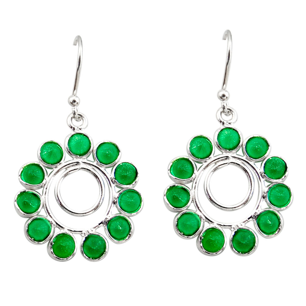 9.57cts natural green chalcedony 925 sterling silver dangle earrings r35570
