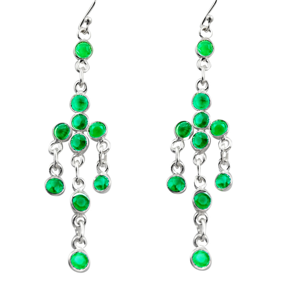 10.62cts natural green chalcedony 925 sterling silver dangle earrings r35701