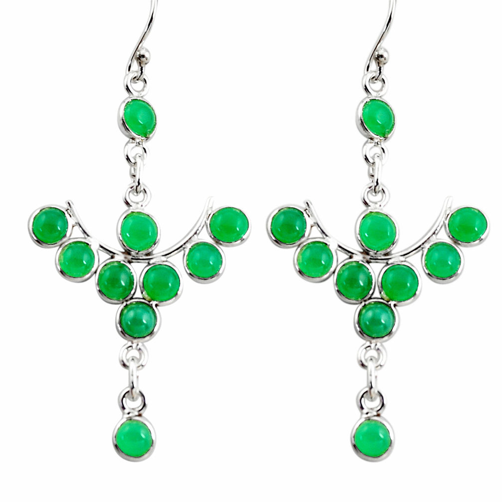10.67cts natural green chalcedony 925 sterling silver dangle earrings r35769