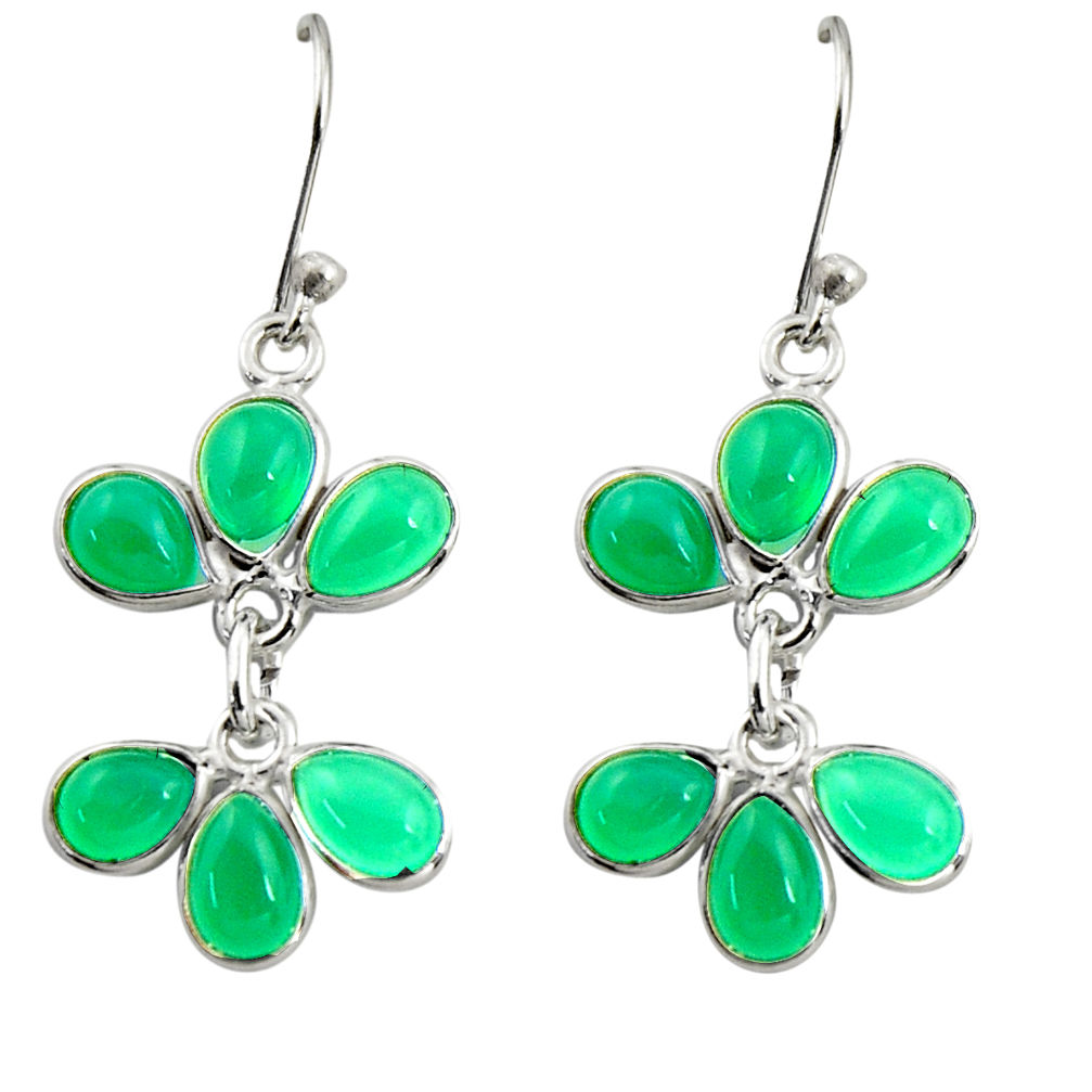8.79cts natural green chalcedony 925 sterling silver dangle earrings r37561