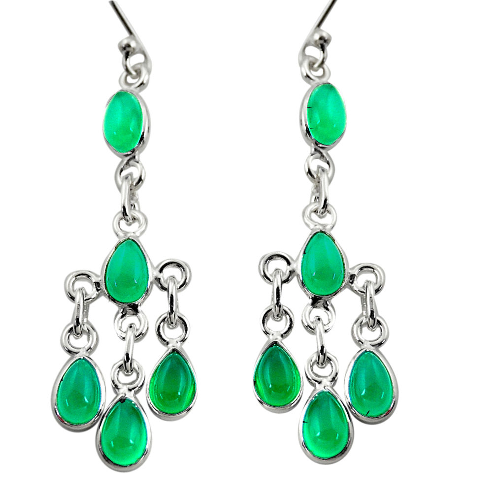 9.72cts natural green chalcedony 925 sterling silver dangle earrings r37563