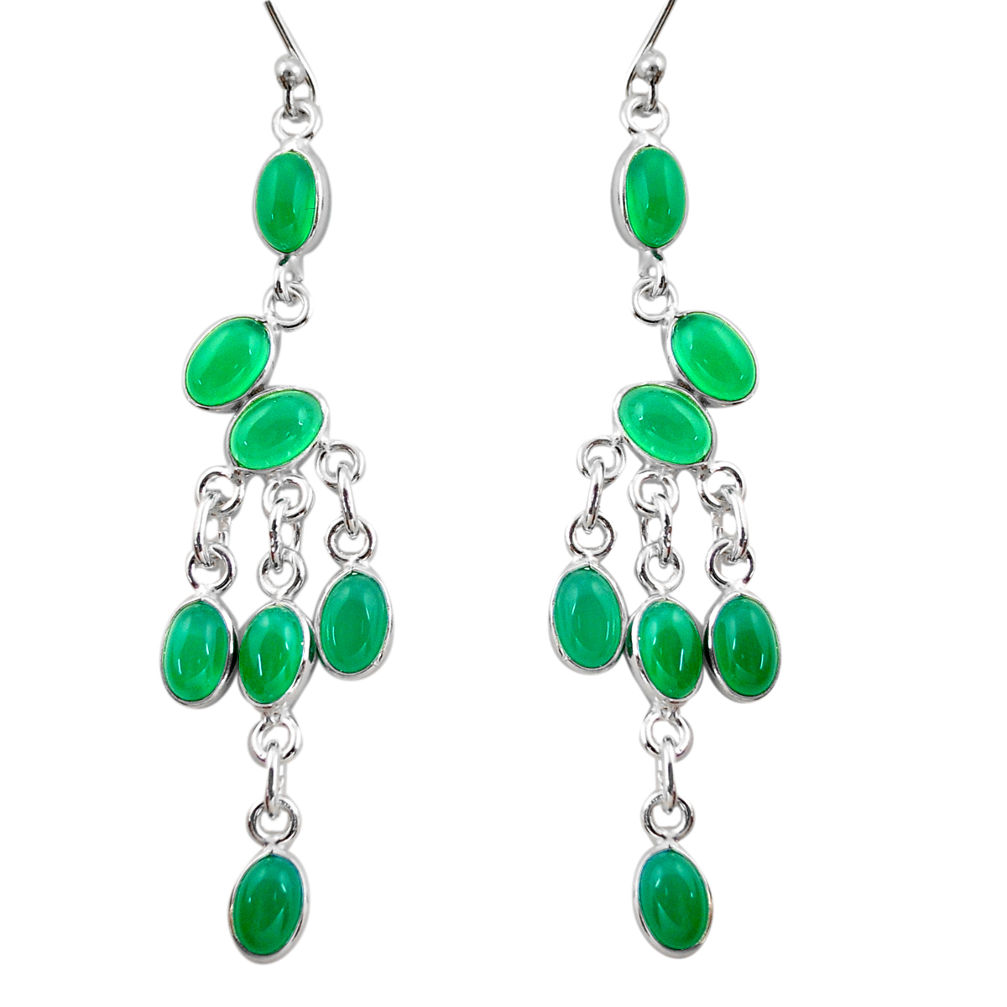 12.65cts natural green chalcedony 925 sterling silver dangle earrings r38665