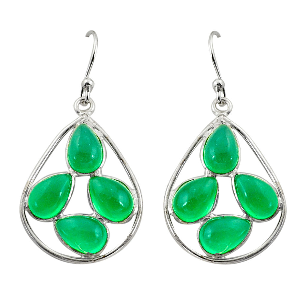 9.65cts natural green chalcedony 925 sterling silver dangle earrings r42281