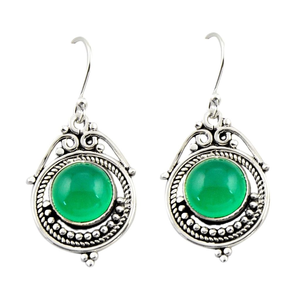 8.03cts natural green chalcedony 925 sterling silver dangle earrings r42322