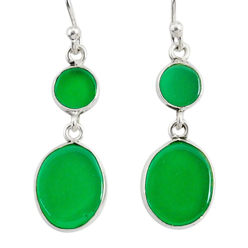 9.30cts natural green chalcedony 925 sterling silver dangle earrings r88170