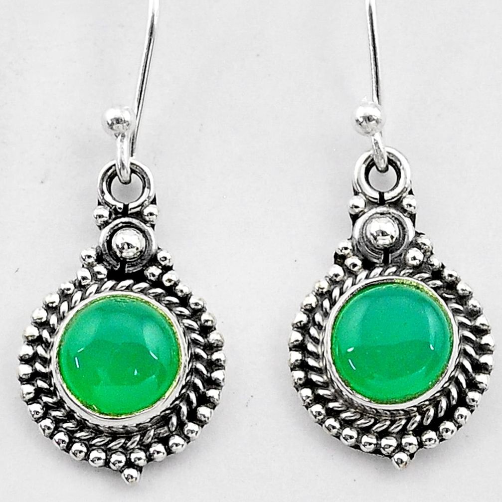 2.78cts natural green chalcedony 925 sterling silver dangle earrings t26861