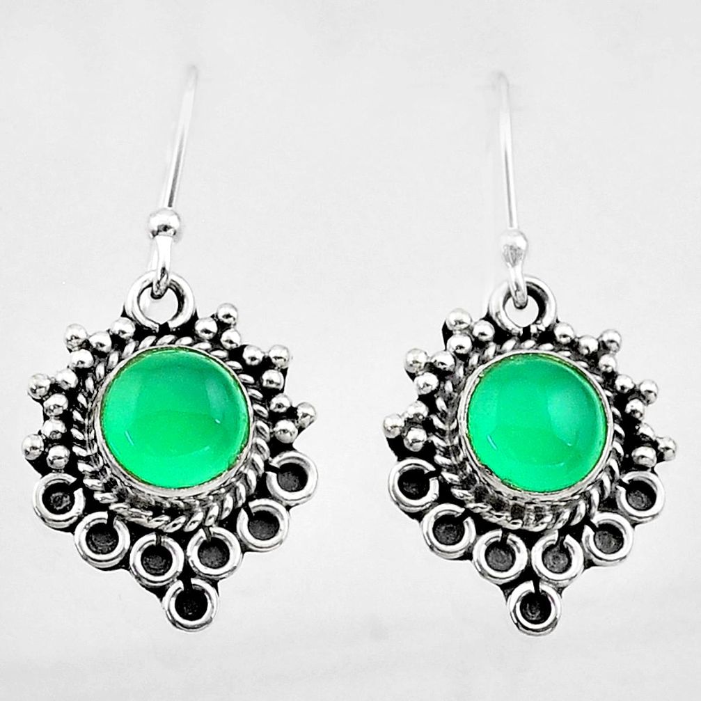 2.55cts natural green chalcedony 925 sterling silver dangle earrings t26901