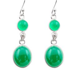 11.93cts natural green chalcedony 925 sterling silver dangle earrings t82629