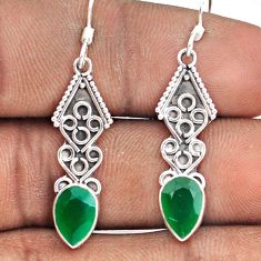 3.59cts natural green chalcedony 925 sterling silver dangle earrings t94937