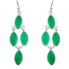 11.96cts natural green chalcedony 925 sterling silver dangle earrings u6046