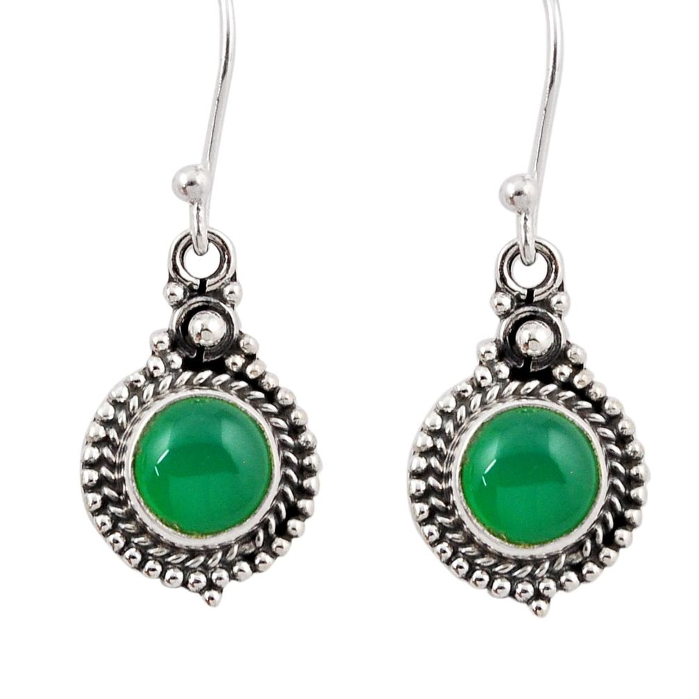 3.65cts natural green chalcedony 925 sterling silver dangle earrings y45466