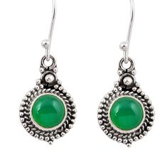 3.65cts natural green chalcedony 925 sterling silver dangle earrings y45466